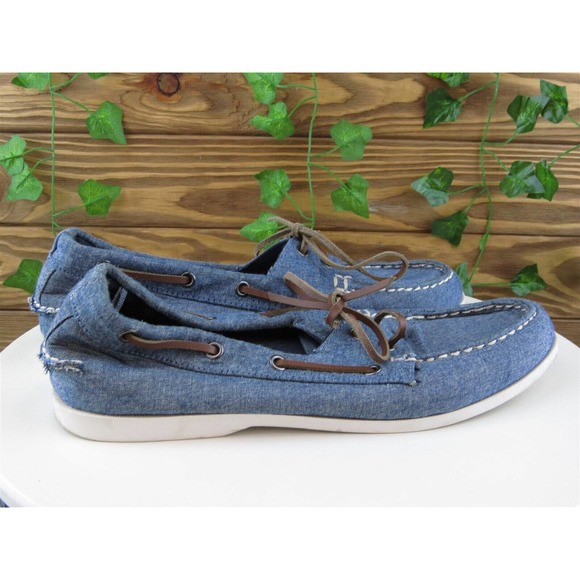 Old Navy Size 10 Boat Shoe Blue‎ Fabric Medium (B, M) Lace Up Women - Picture 5 of 11